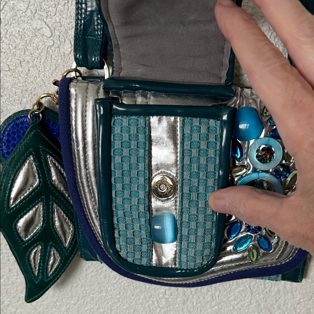 Bracher Emden London Teal and Silver Women's Bag Vintage - Picture 4 of 8